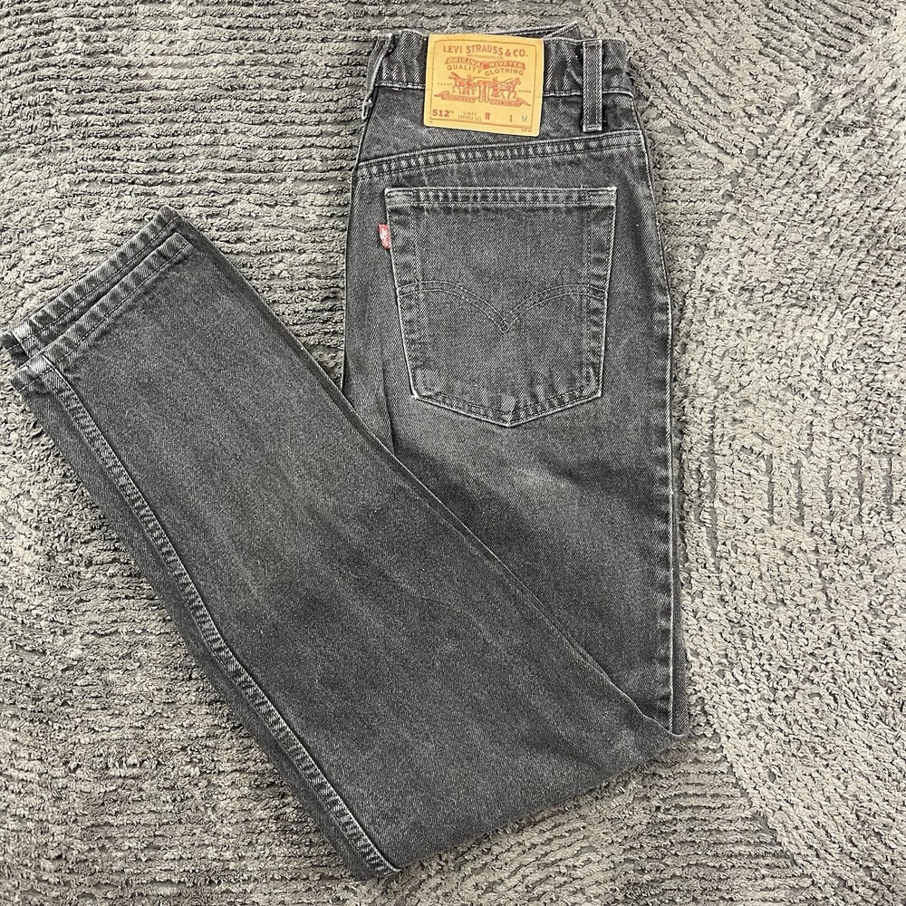 Vintage Levi's 512 Women's 27x30 Jeans USA Made Black Slim Fit Tapered Leg 90s